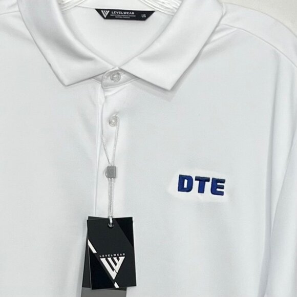 Levelwear DTE Embroidered Golf Polo Shirt Mens Large White New - Picture 5 of 9